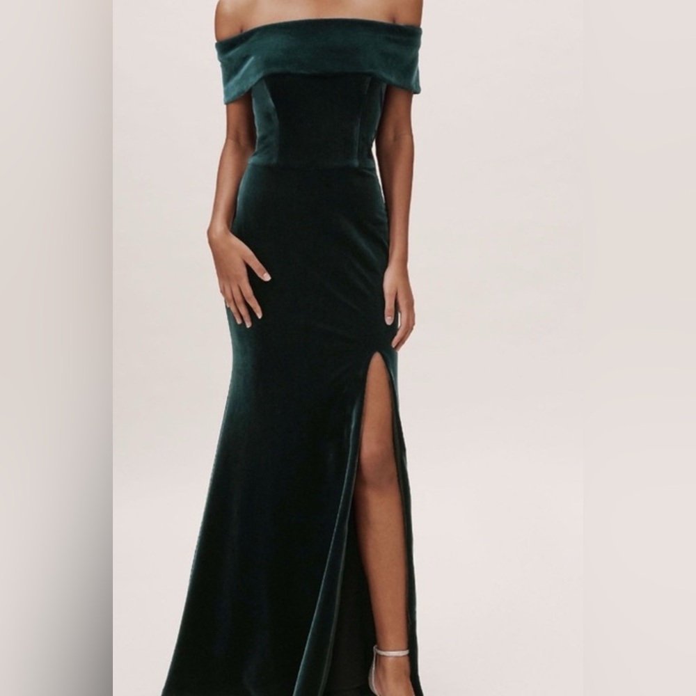 BHLDN Green Velvet Maxi Dress